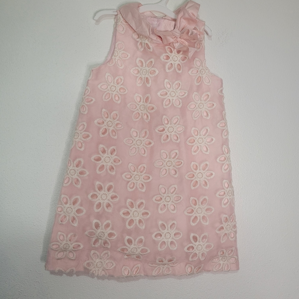 Janie and jack special occasion pink silk dress with white embroidery - Picture 1 of 5